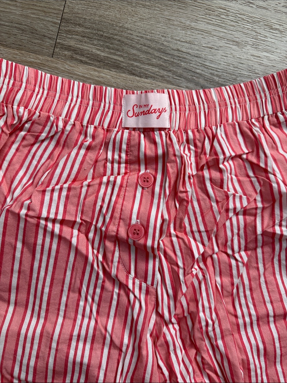 In My Sundays Red and White Striped Lounge Shorts - Picture 2 of 4